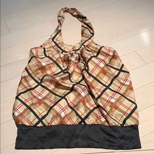 Bebe Plaid Halter Top Size S